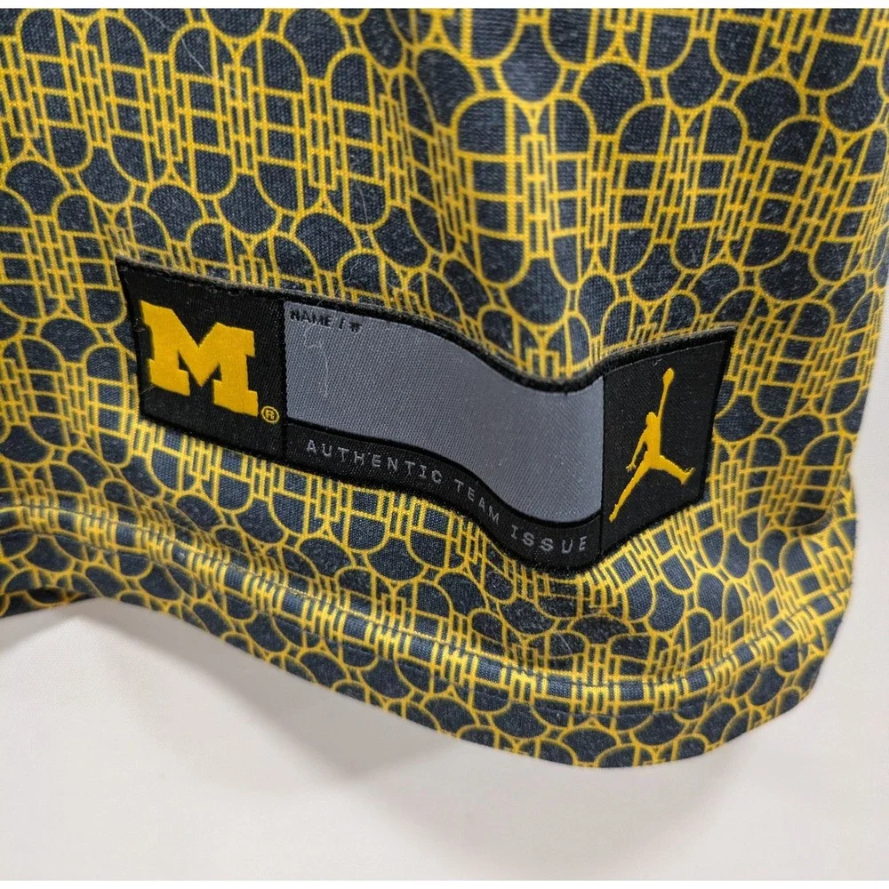 Mens The Nike Tee Dri-Fit Jordan Michigan Wolverines Blue Yellow Shirt Size L